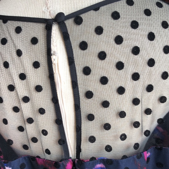 Motherhood maternity party dress XL/Dark blue&rose pattern/black dot overlay - Picture 10 of 17